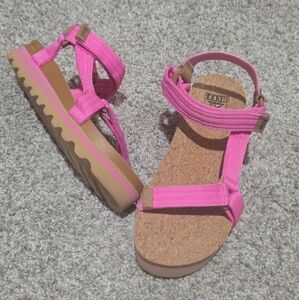 Reef Vibrant Pink and Tan Sandals